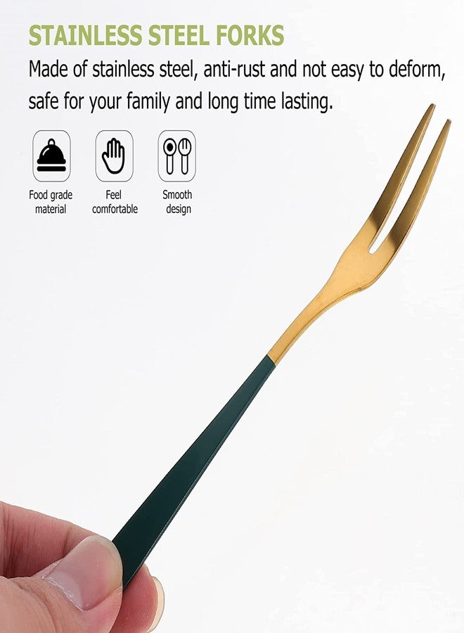 KPNG Fruit Forks Appetizer Dessert Forks Salad Forks Beautiful Colorful Stainless Steel Forks Set 2 Prong Tasting Appetizer Forks Portable Cocktail Salad Fruit Forks for Parties Travel (4) - Image 3